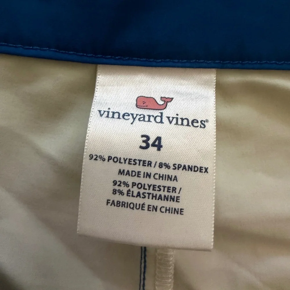 Vineyard Vines Board Shorts Mens 34 Blue Lime Green Striped Swim Trunks Stretch